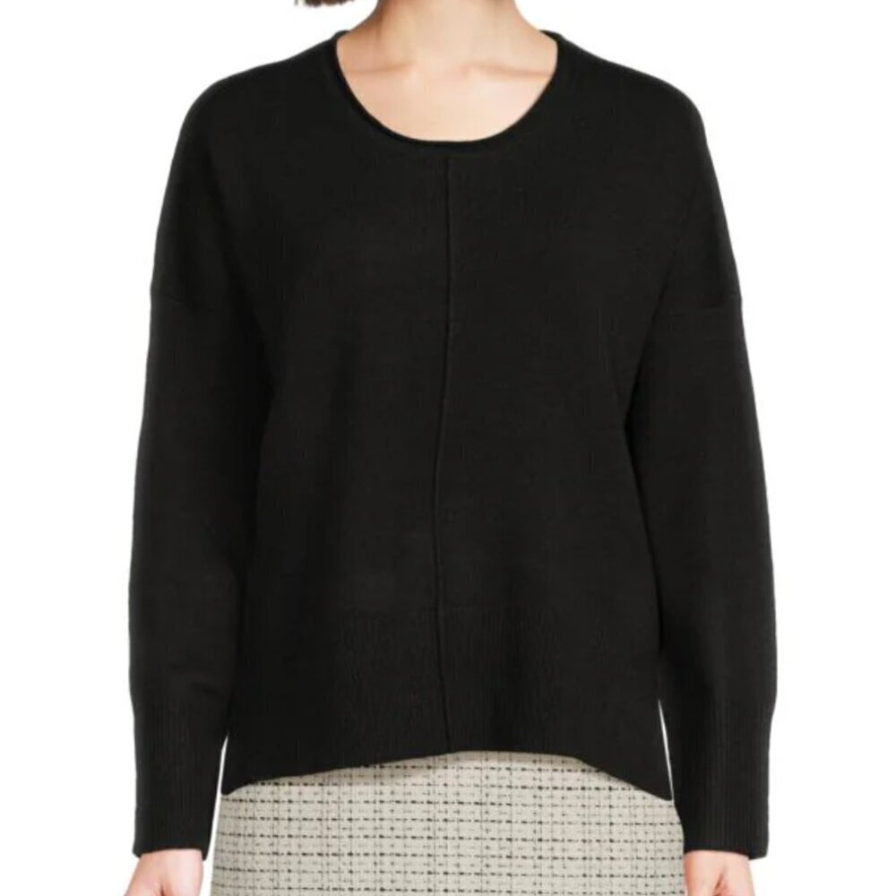 NWT French Connection Della Ribbed Sweater in Black, size XL